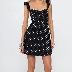 NWOT Landon mini dress black / polka dot.